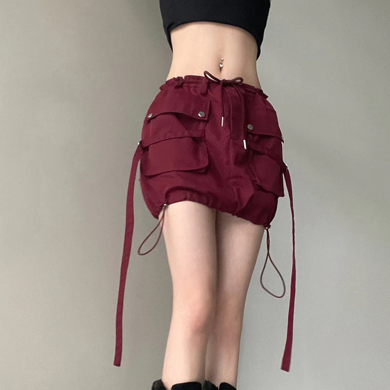 Charla Ribbons Bandage Cargo Skirt