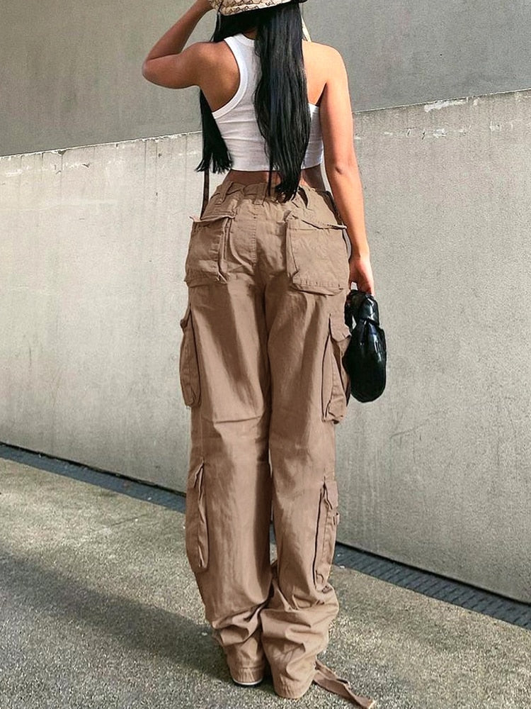 Y2K Khaki Denim Jeans Baggy Cargo Pants