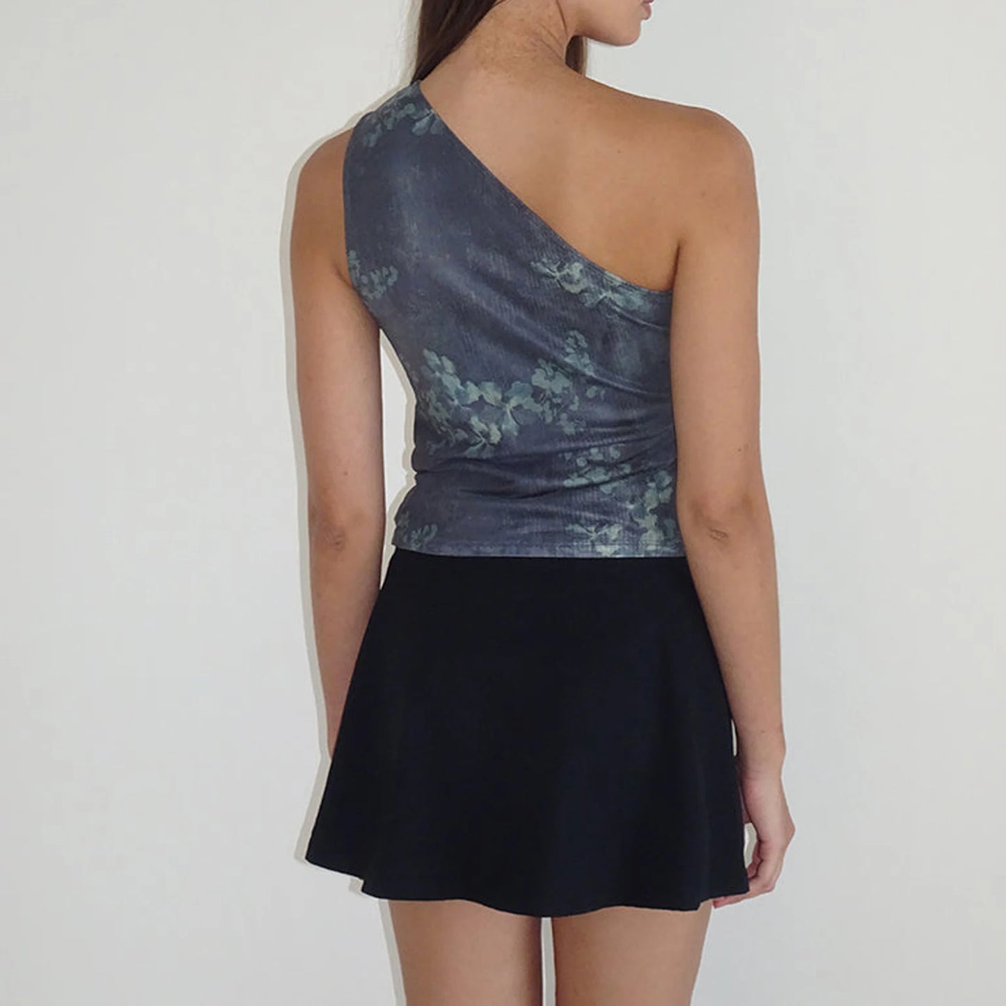 Y2K Vintage Tank Tops Sleeveless Ruched One Shoulder Aesthetic Flower