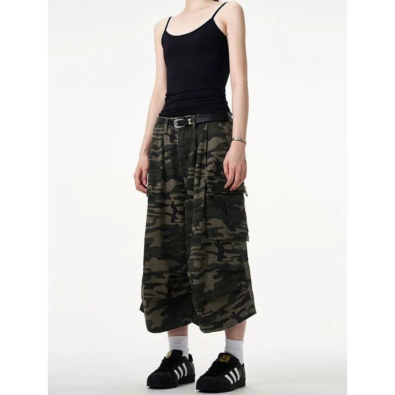 Cargo Denim Short Camouflage Vintage Y2K High Waist