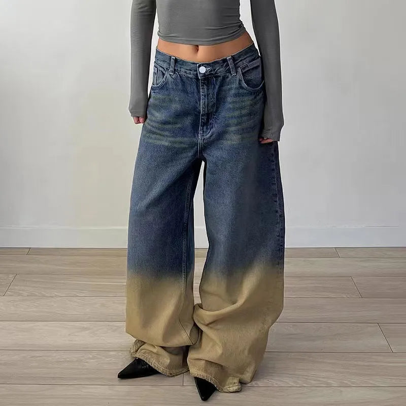 Gradient Oversize Baggy Cargo Denim