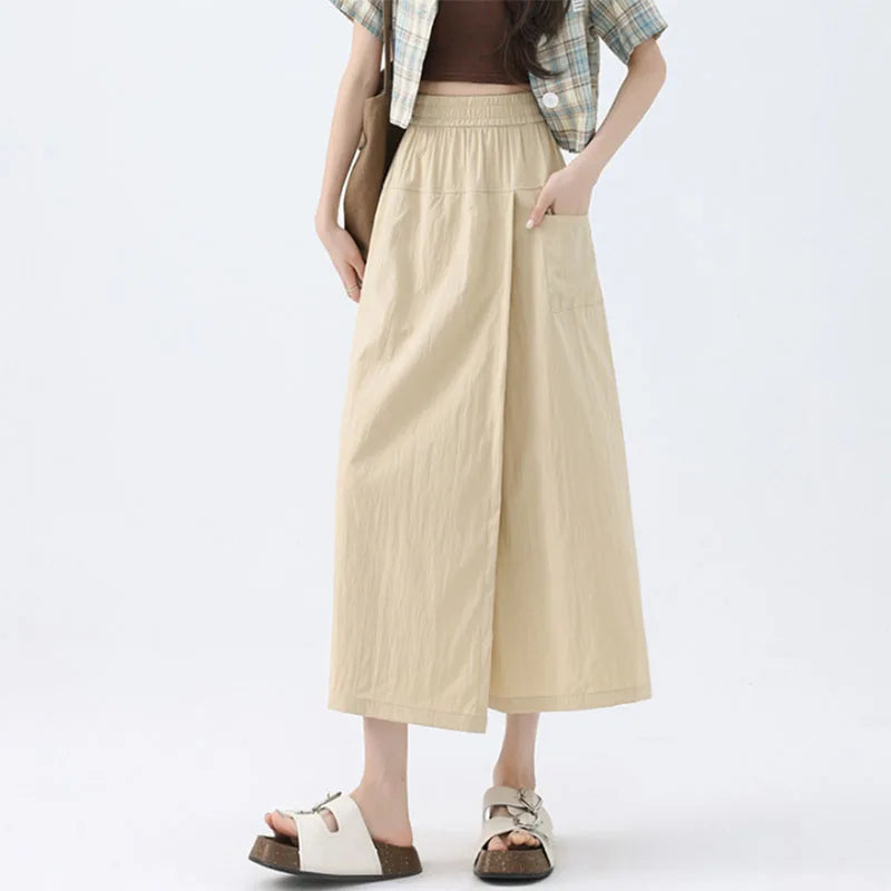 BC Harajuku Wide Leg Elastic High Waist Pocket Skirt Pants