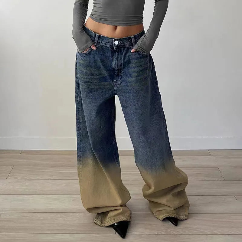 Gradient Oversize Baggy Cargo Denim
