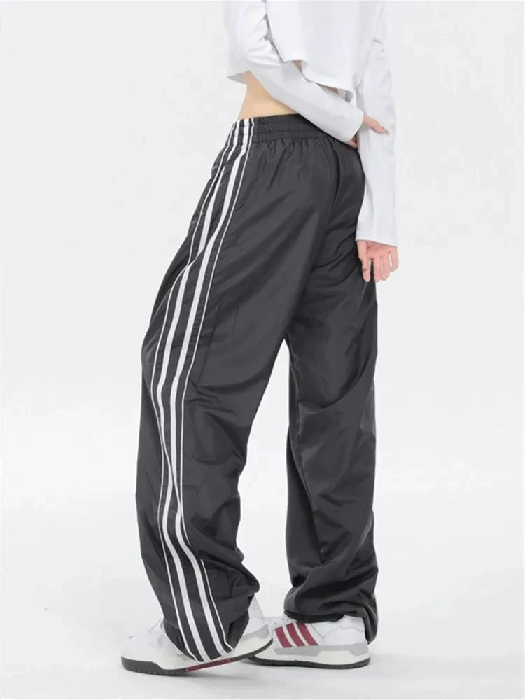 Y2K Cargo Parachute Track Pants Wide Leg