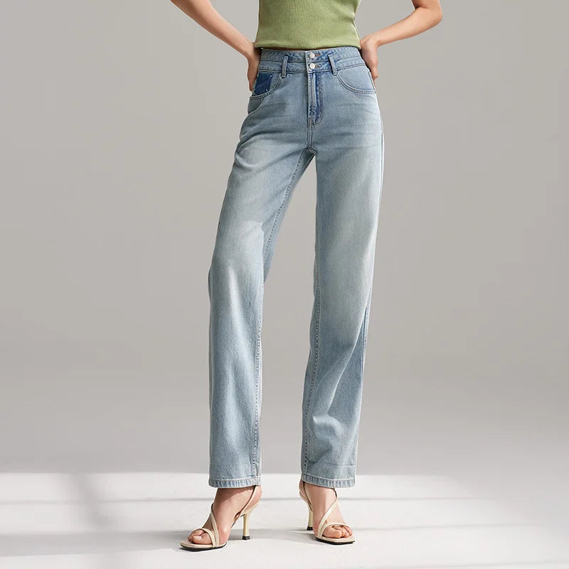 Retro Straight High Waist Denim