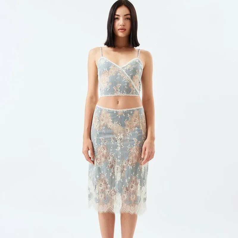 Roxy Lace Floral Set Skirt and Top