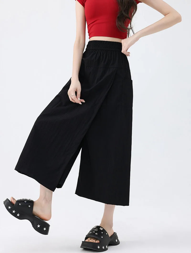 BC Harajuku Wide Leg Elastic High Waist Pocket Skirt Pants