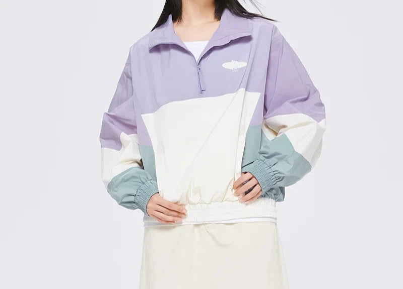 Jacket St-up Collar Top Color-blocking Oversized Retro Mesh Stitching Coat
