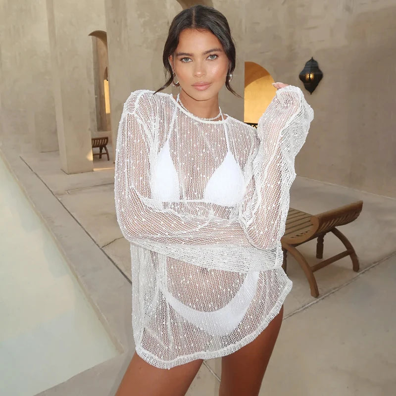 Light Knitted O Neck Long Sleeve Oversize Top