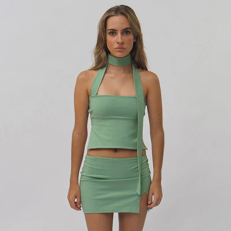Genesis Set Halter Top and Mini Skirt
