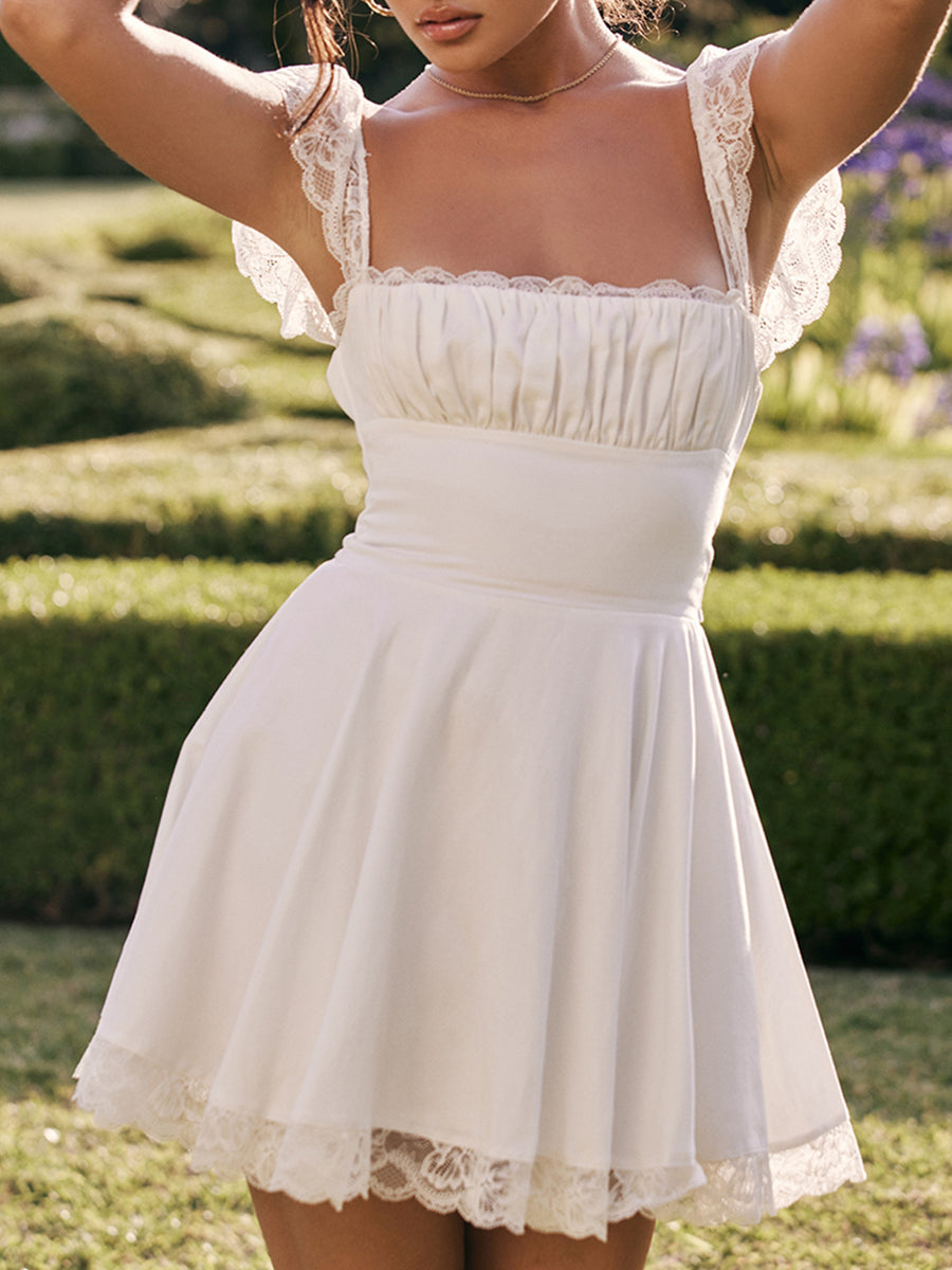 BC Fairy Ruffle V Neck Spaghetti Strap Mini Dress