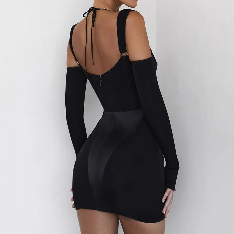 Skye Mesh Long Sleeve Corset Dress