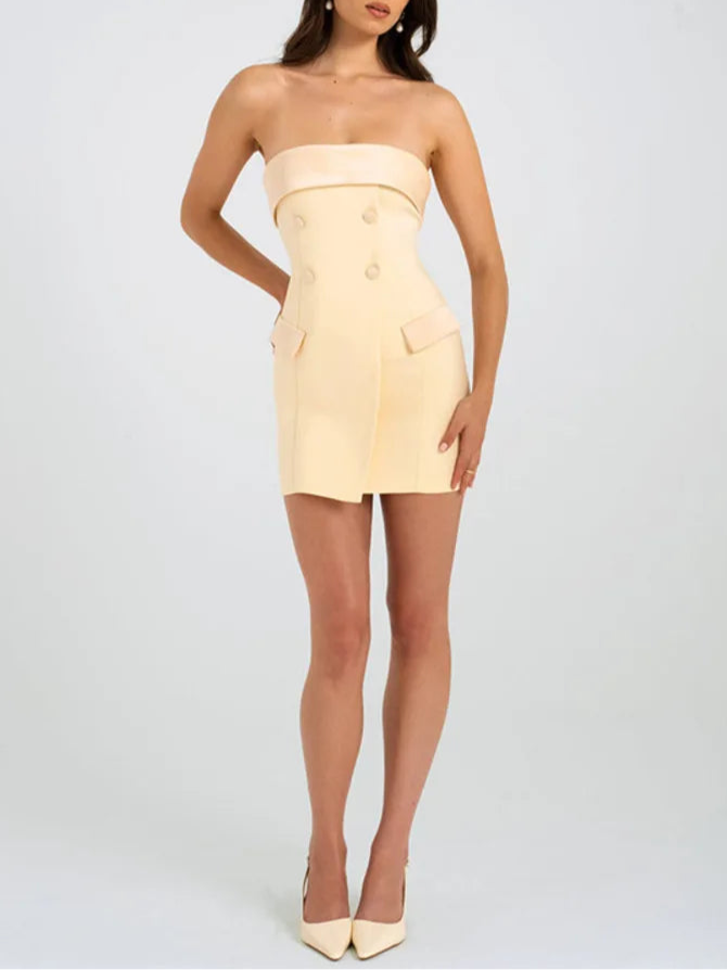 Mulla Off-shoulder Strapless Two-Pocket Mini Dress