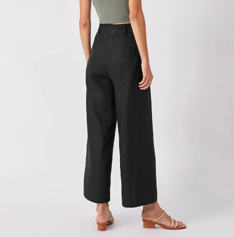 BC Ajal 100% Linen Women's Pants High Waist Bandage Up