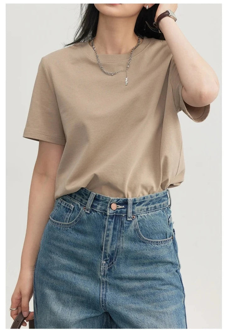 Viviola Tees Basic O Neck Short Sleeve Pullover