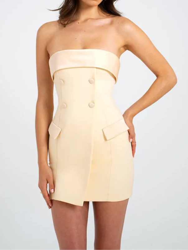 Mulla Off-shoulder Strapless Two-Pocket Mini Dress