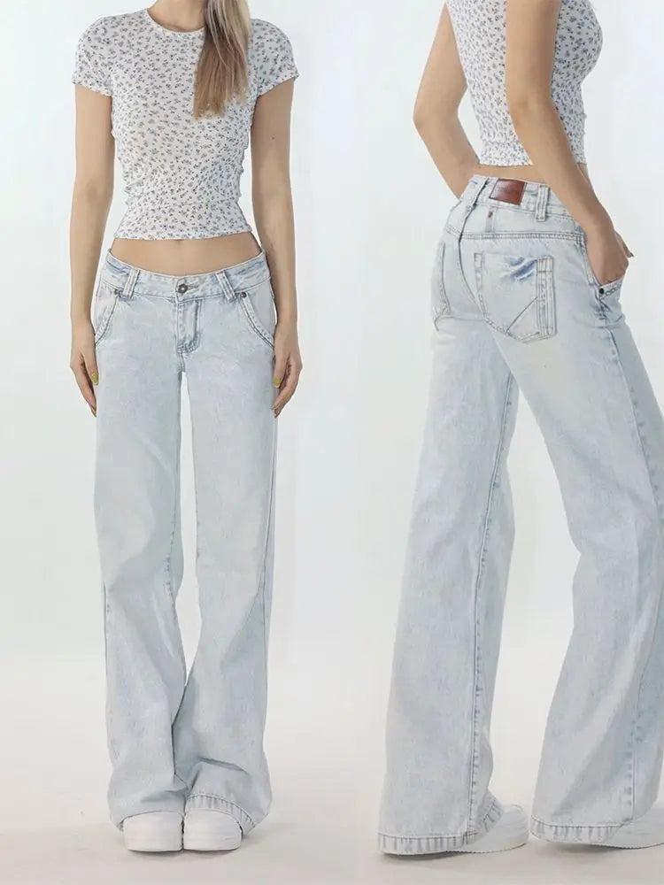 Waren Light Blue Low Waist Vintage Denim Pants
