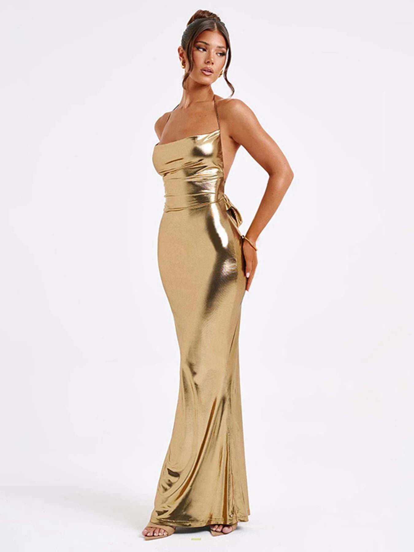 BC Strap Backless Halter Bandage Long Dress Off Shoulder