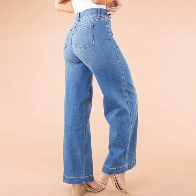 Nak High-Waisted Straight Floor-length Wide-leg Long Pants
