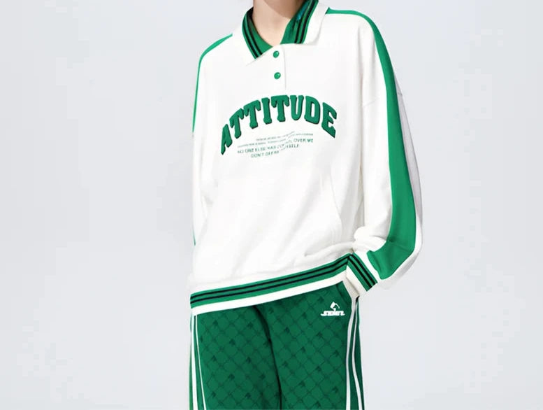 BC Polo Oversize Letter printed Contrasted Long Sleeve