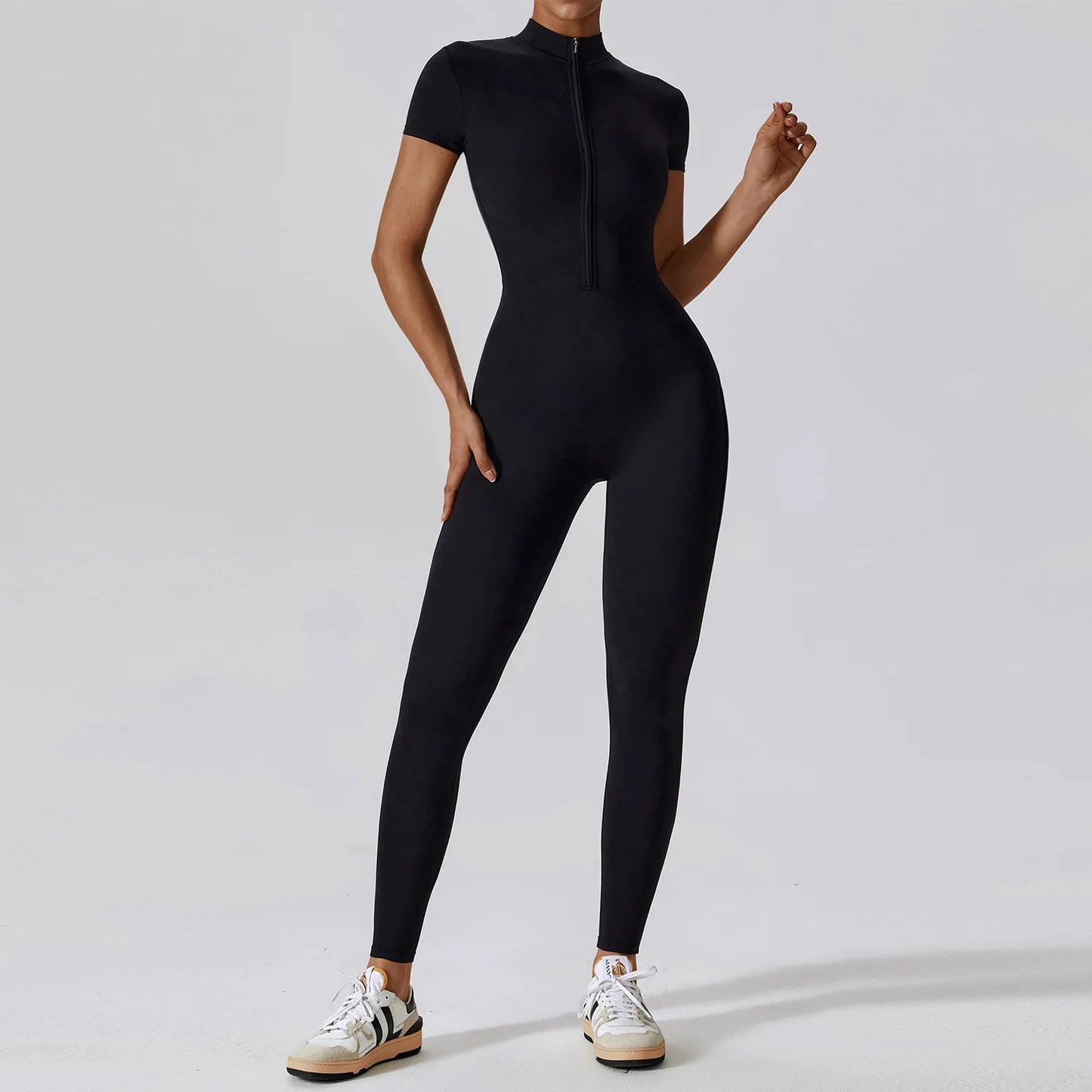 Tessa Yoga Jumpsuits Zipper Short Sleeve