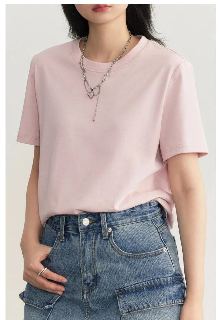 Viviola Tees Basic O Neck Short Sleeve Pullover