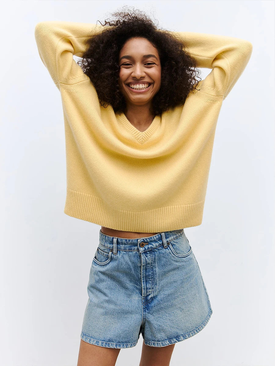 BB Oversized V-neck Warm Knitted Pullover Sweat