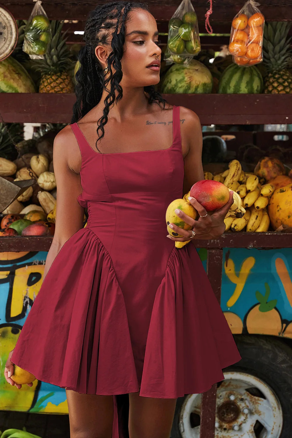 Aura Elegant Sleeveless Backless Bow Mini