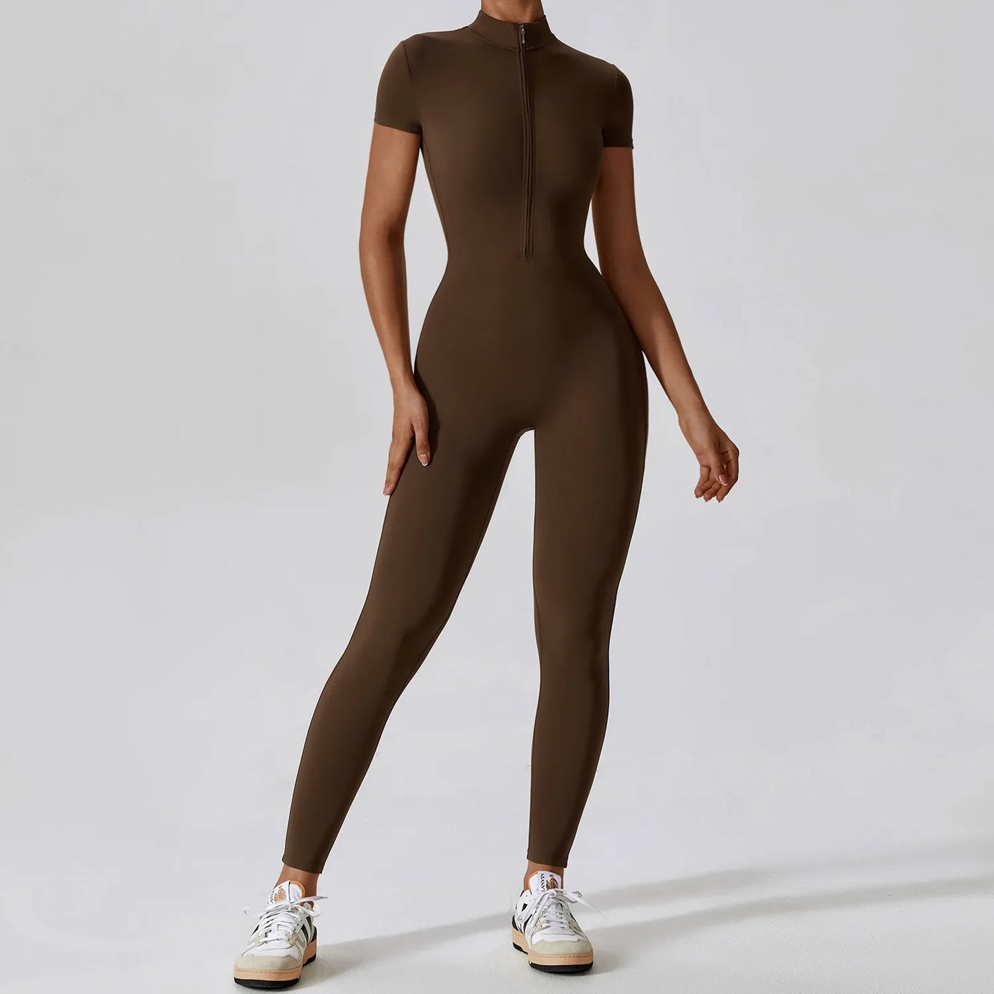 Tessa Yoga Jumpsuits Zipper Short Sleeve