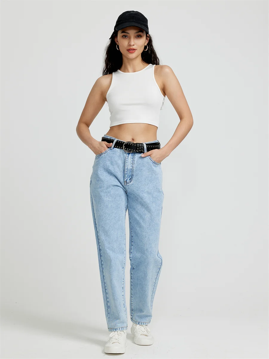 Aya Vintage High Waist Straight Leg Denim Pants