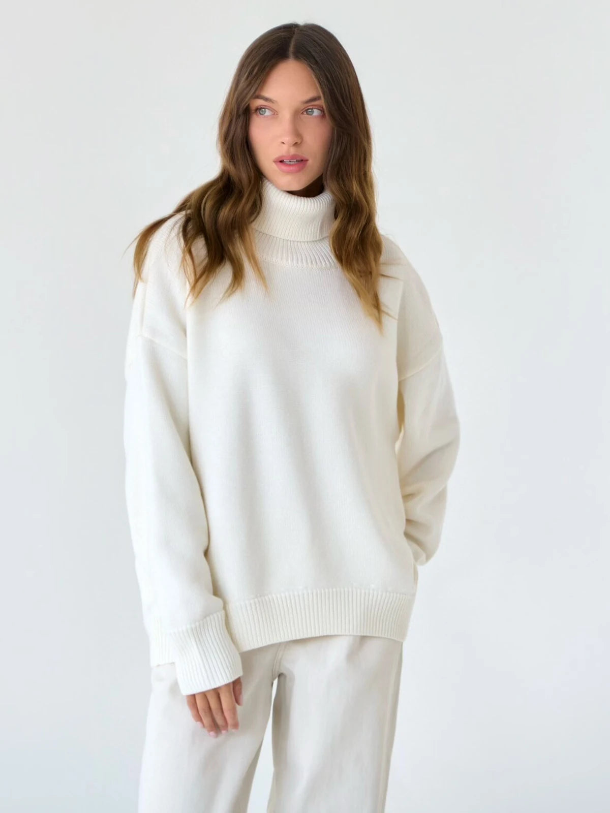 Bornladies Women Turtleneck Sweater CHIC Autumn Winter Thick Warm Pullover Top Oversized Casual Loose Knitted Jumper Female Pull