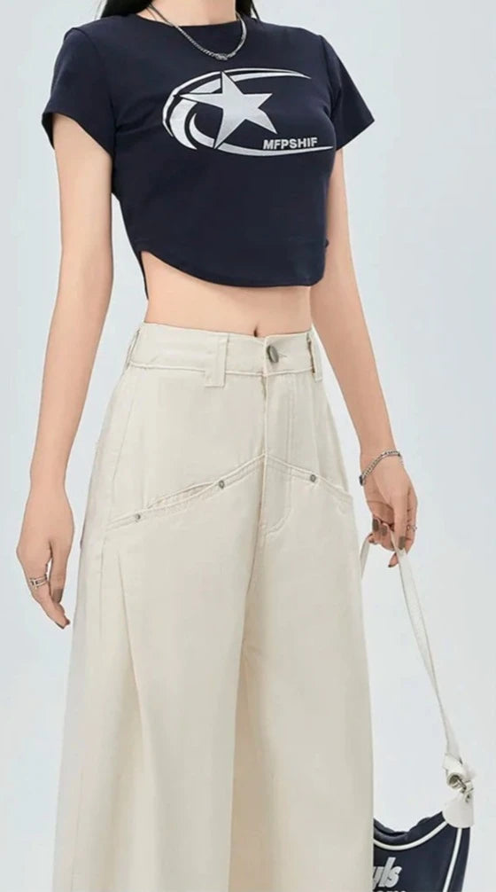 High Waist Loose Pants Wide Leg Baggy Trouser