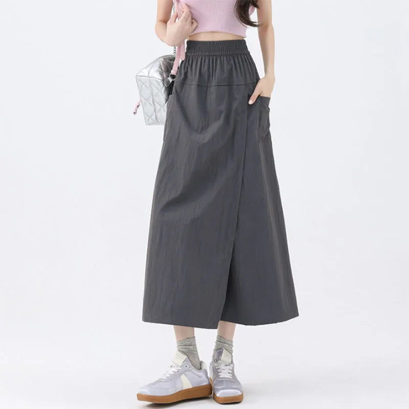 BC Harajuku Wide Leg Elastic High Waist Pocket Skirt Pants