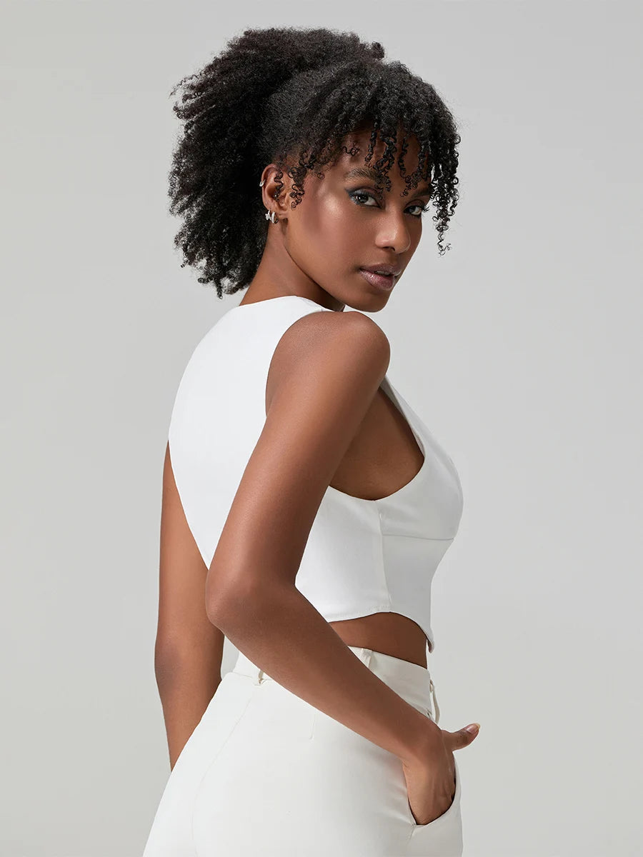 BC Deep V Low Cut Cropped Sleeveless Vests
