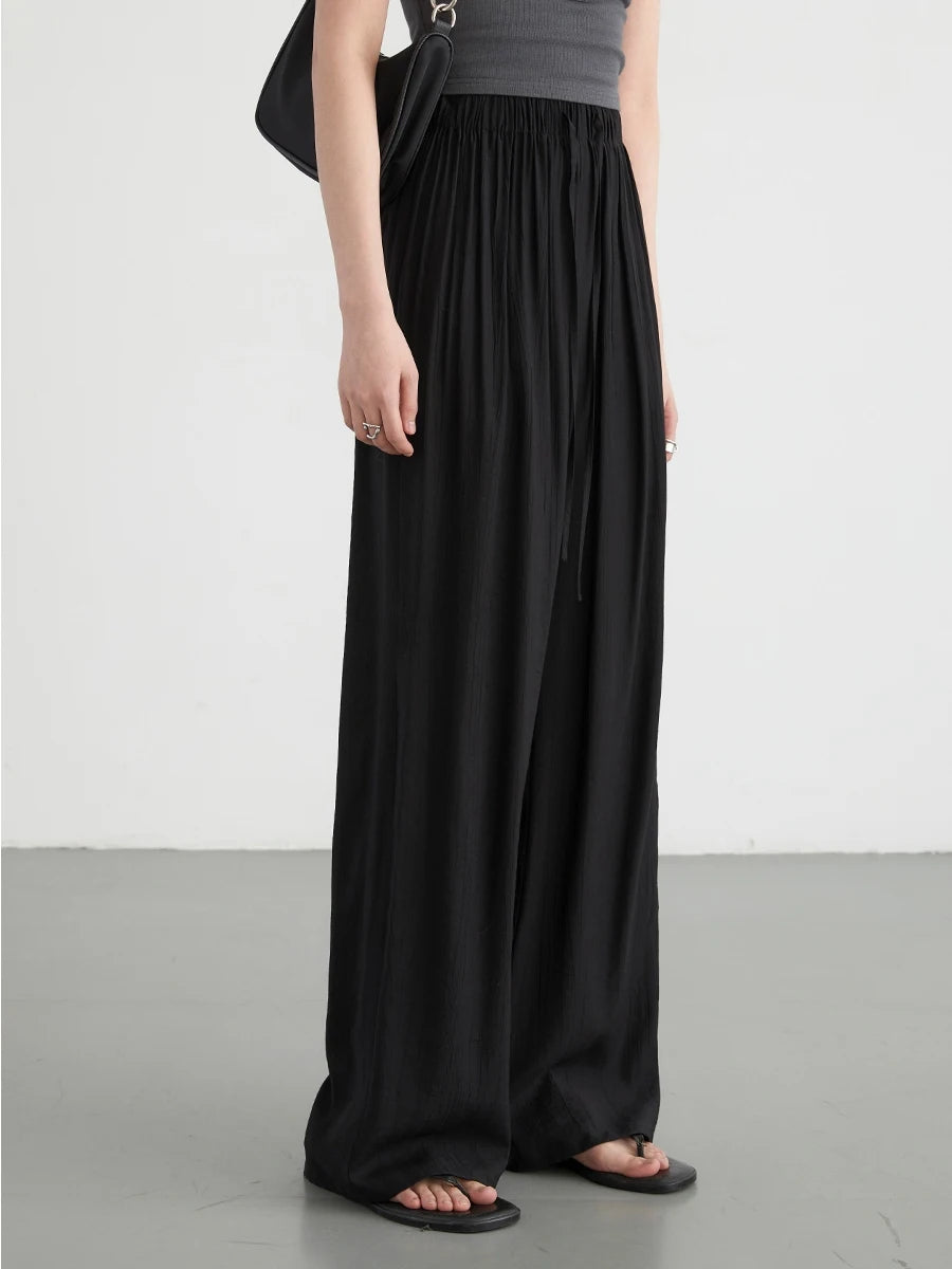 Ida High Waisted Loose Elastic Waist Wide Leg Pants