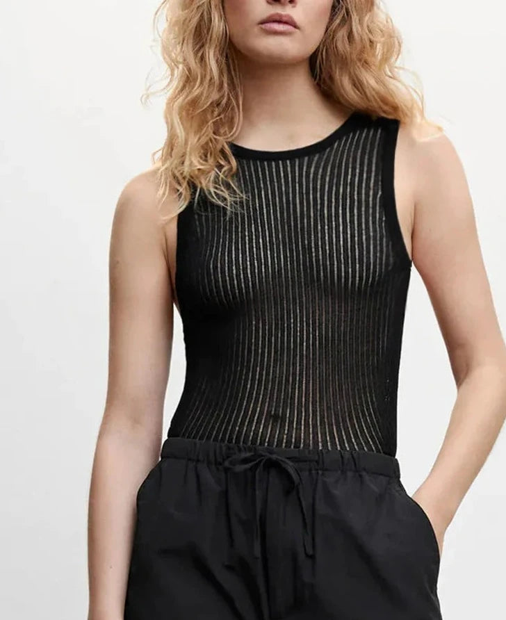KZ See Through Hollow Out Sleeveless Tank Top