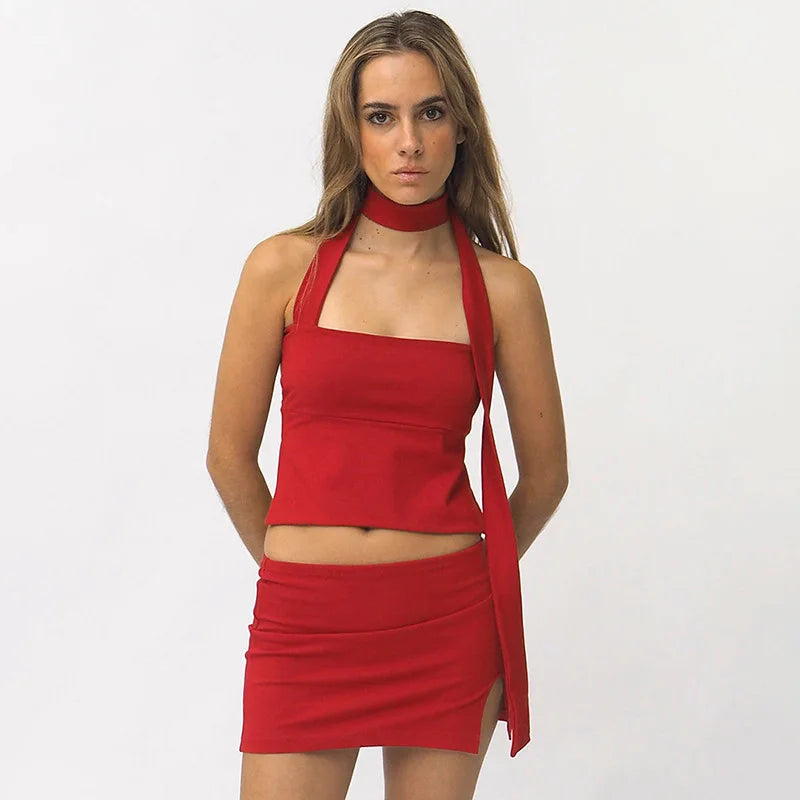 Genesis Set Halter Top and Mini Skirt