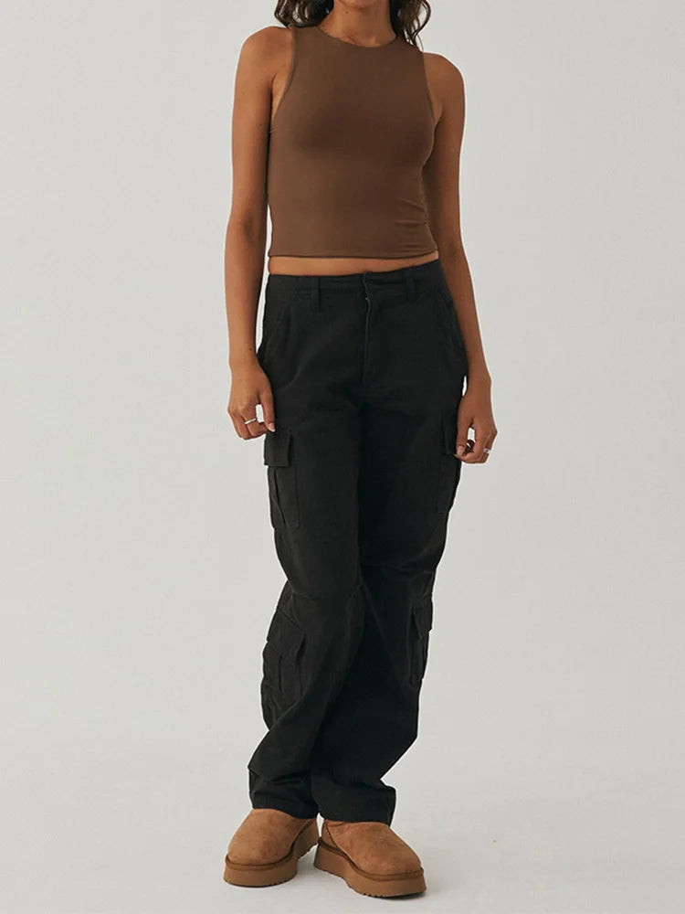 Racerback Sleeveless Tight Bottomed Shirt With Round Neck