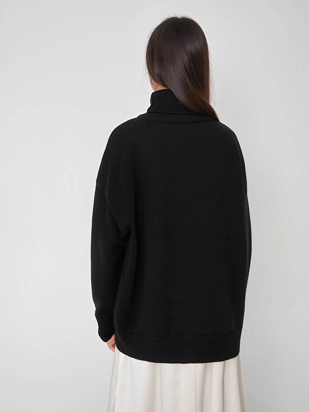 Bornladies Women Turtleneck Sweater CHIC Autumn Winter Thick Warm Pullover Top Oversized Casual Loose Knitted Jumper Female Pull