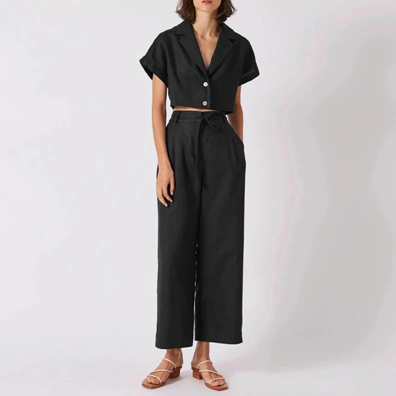 BC Ajal 100% Linen Women's Pants High Waist Bandage Up
