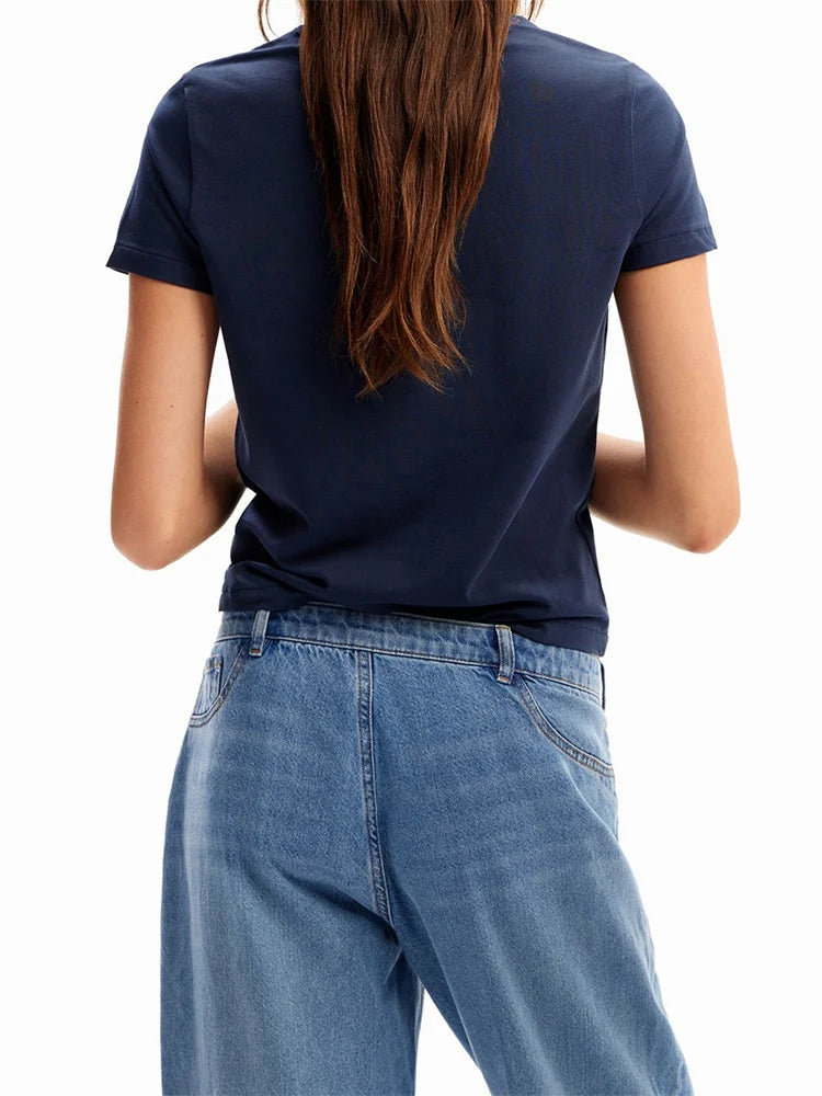 BCG Loose Casual T-Shirts Floral Print Short Sleeve Round Neck Top