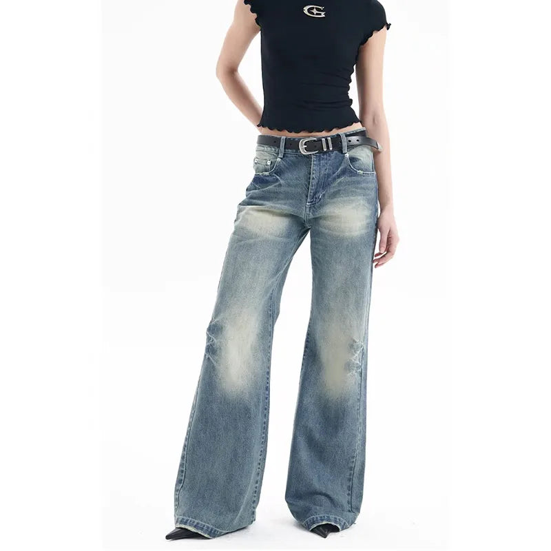Boyfriend Wide Denim Washed Jeans