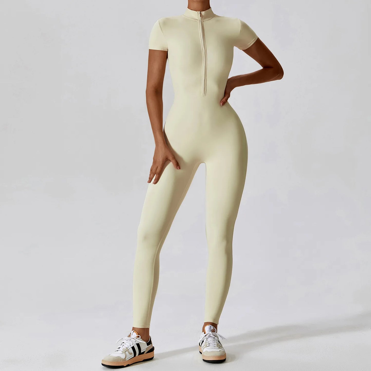 Tessa Yoga Jumpsuits Zipper Short Sleeve
