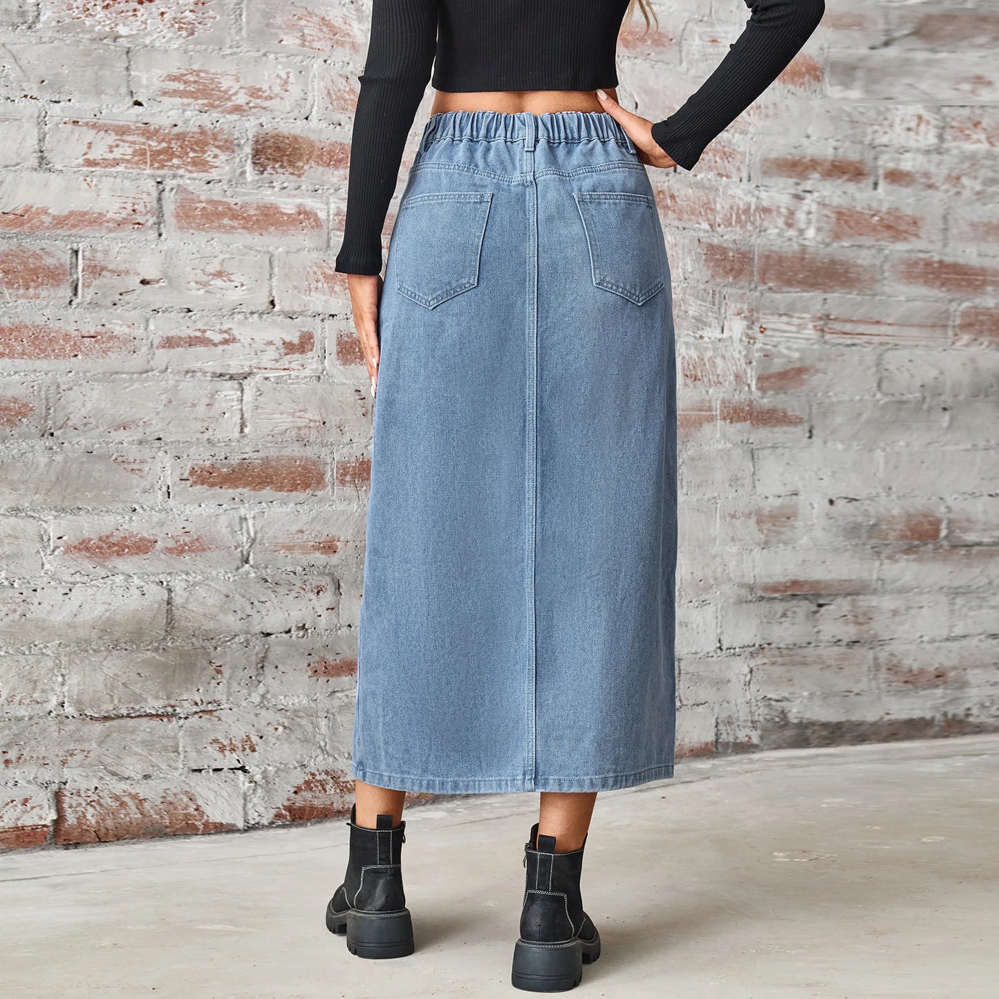Vivianne Vintage Loose Denim Long Skirt