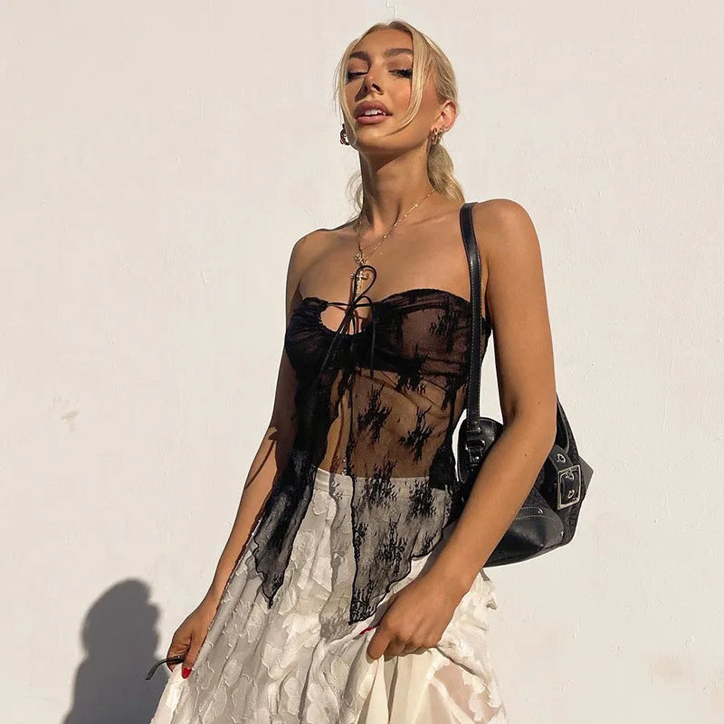 Alyssa See Through Cutie Lace Mesh Top
