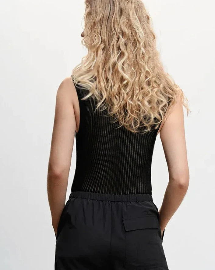 KZ See Through Hollow Out Sleeveless Tank Top