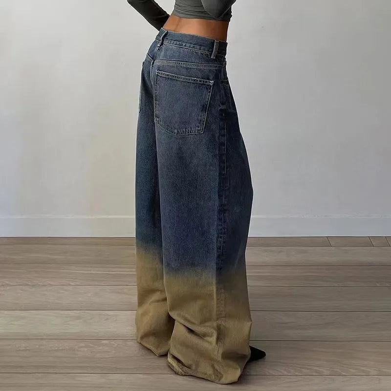 Gradient Oversize Baggy Cargo Denim