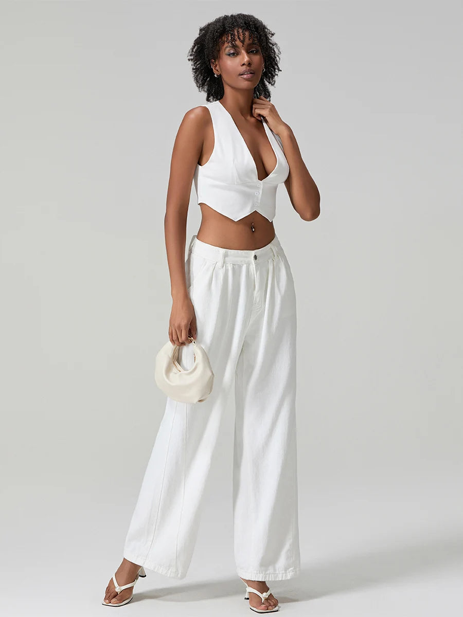 BC Deep V Low Cut Cropped Sleeveless Vests