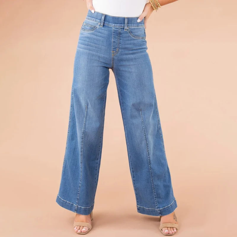 Nak High-Waisted Straight Floor-length Wide-leg Long Pants