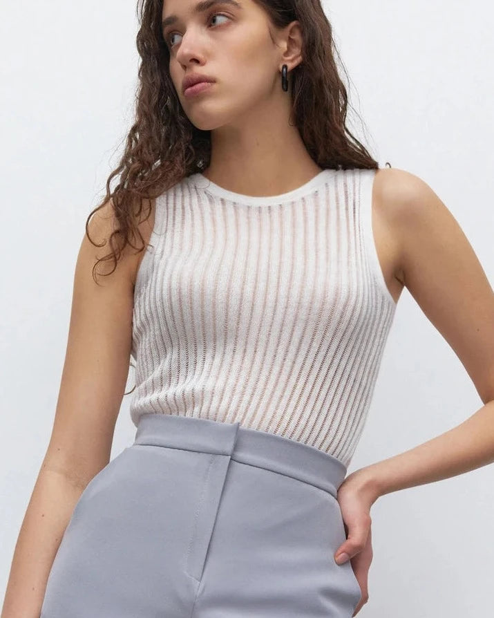 KZ See Through Hollow Out Sleeveless Tank Top